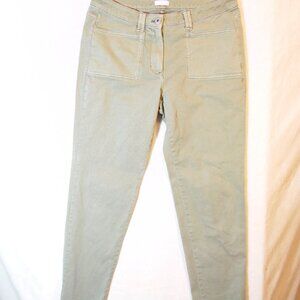 J Jill Jeans Womens 12 Faded‎ Green Tapered Fit Stretch Ankle Chino Casual EUC